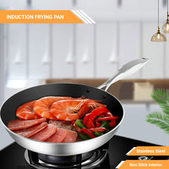 SOGA Stainless Steel Fry Pan 20cm Frying Pan Induction FryPan Non Stick Interior