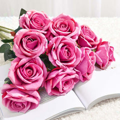 SOGA 20pcs Artificial Silk Flower Fake Rose Bouquet Table Decor Pink