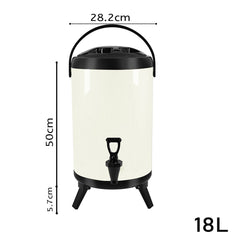 SOGA 18L Stainless Steel Insulated Milk Tea Barrel Hot and Cold Beverage Dispenser Container with Faucet White