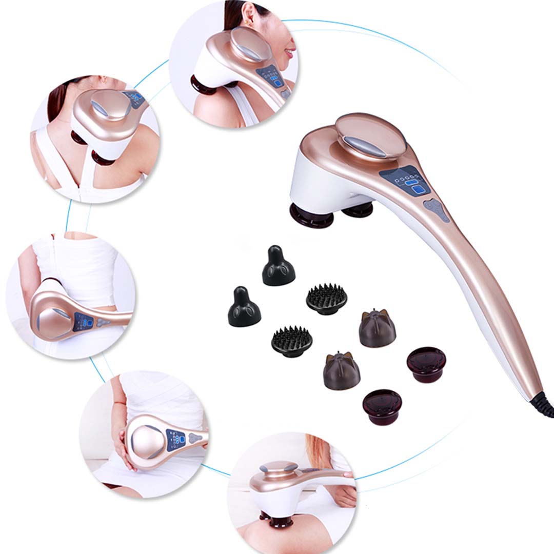 SOGA 2X Portable Handheld Massager Soothing Heat Stimulate Blood Flow Shoulder 4 Heads Massage