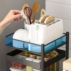 SOGA 5 Tier Steel Square Rotating Kitchen Cart Multi-Functional Shelves Portable Storage Organizer with Wheels