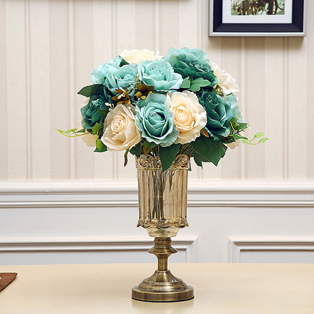 SOGA 28.5cm Transparent Glass Flower Vase Filler with Blue Flower Set