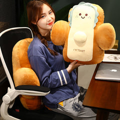 SOGA 2X 48cm Smiley Face Toast Bread Cushion Stuffed Car Seat Plush Cartoon Back Support Pillow Home Decor