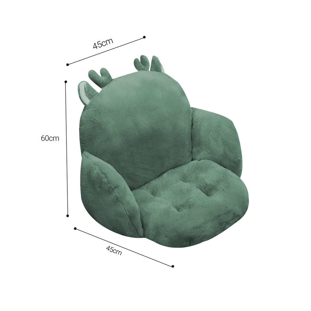 SOGA 2X Green Dino Shape Cushion Soft Leaning Bedside Pad Sedentary Plushie Pillow Home Decor