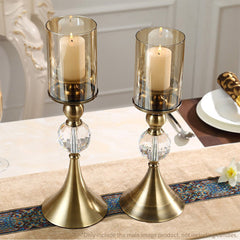 SOGA 43cm 38cm Glass Candle Holder Candle Stand Glass/Metal