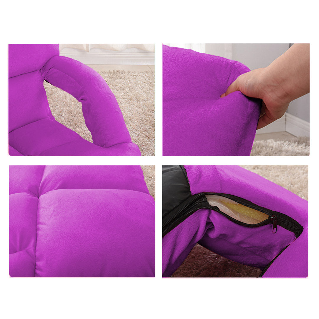 SOGA  Foldable Lounge Cushion Adjustable Floor Lazy Recliner Chair with Armrest Purple