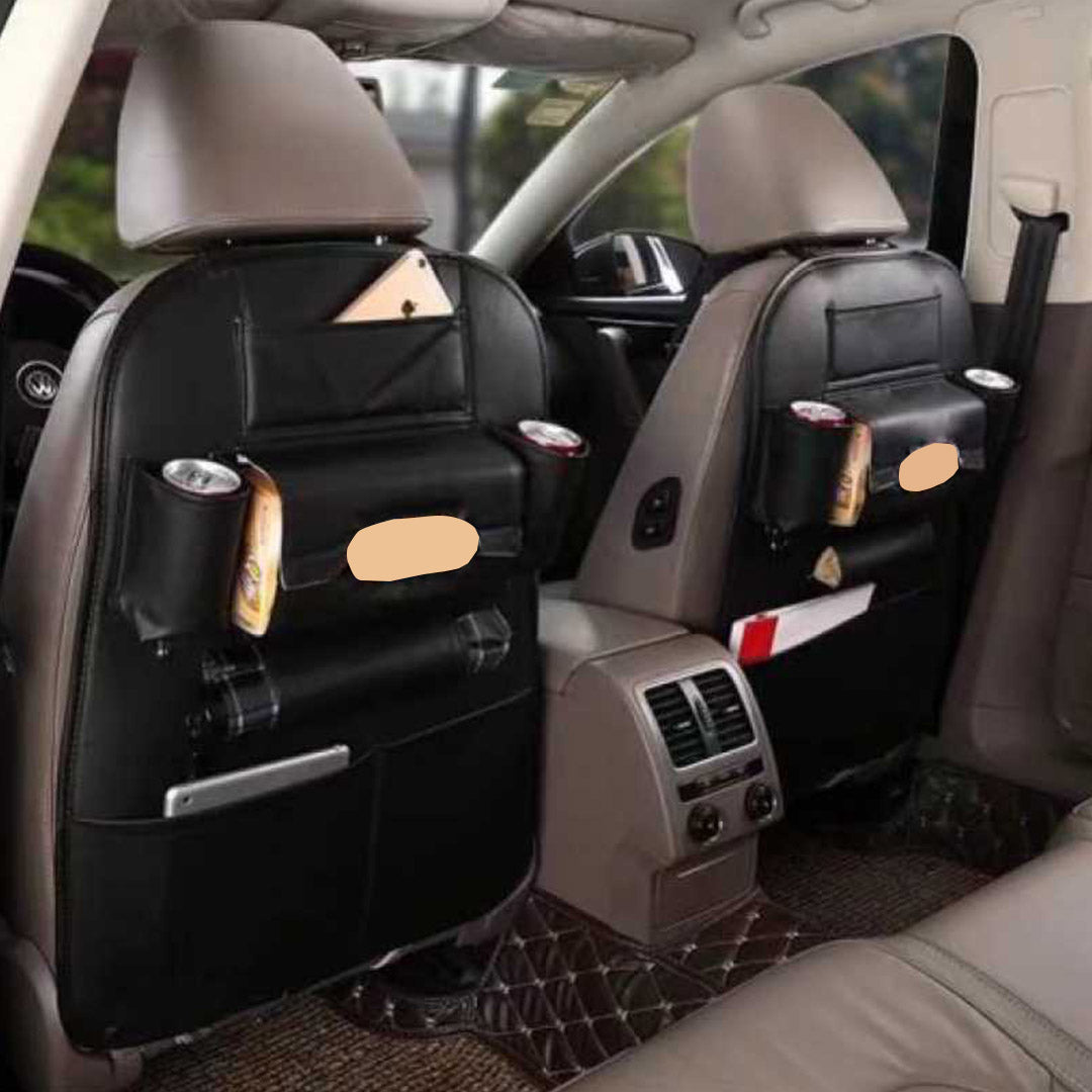 SOGA PVC Leather Car Back Seat Storage Bag Multi-Pocket Organizer Backseat and iPad Mini Holder Black