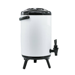 SOGA 12L Stainless Steel Insulated Milk Tea Barrel Hot and Cold Beverage Dispenser Container with Faucet White