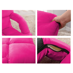 SOGA Foldable Lounge Cushion Adjustable Floor Lazy Recliner Chair with Armrest Pink