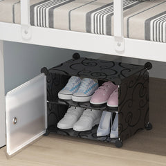 SOGA 2 Tier Shoe Rack Organizer Sneaker Footwear Storage Stackable Stand Cabinet Portable Wardrobe with Cover