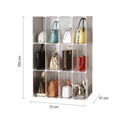 SOGA 3 Tier Multifunctional PP Plastic Bag Box Portable Cubby DIY Storage Shelves Stackable Handbag Purse Organiser