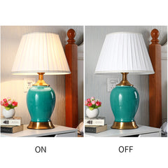 SOGA 4X Ceramic Oval Table Lamp with Gold Metal Base Desk Lamp Green