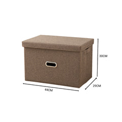 SOGA Coffee Large Foldable Canvas Storage Box Cube Clothes Basket Organiser Home Decorative Box