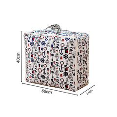 SOGA 2X Nautical Icons Large Storage Luggage Bag Double Zipper Foldable Travel Organiser Essentials