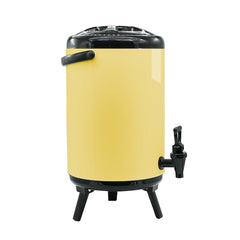 SOGA 8L Stainless Steel Insulated Milk Tea Barrel Hot and Cold Beverage Dispenser Container with Faucet Yellow