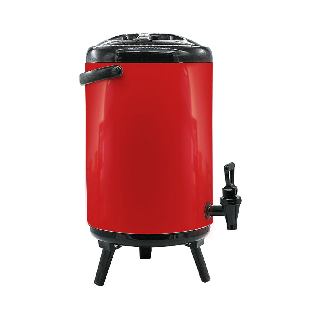 SOGA 2X 12L Stainless Steel Insulated Milk Tea Barrel Hot and Cold Beverage Dispenser Container with Faucet Red