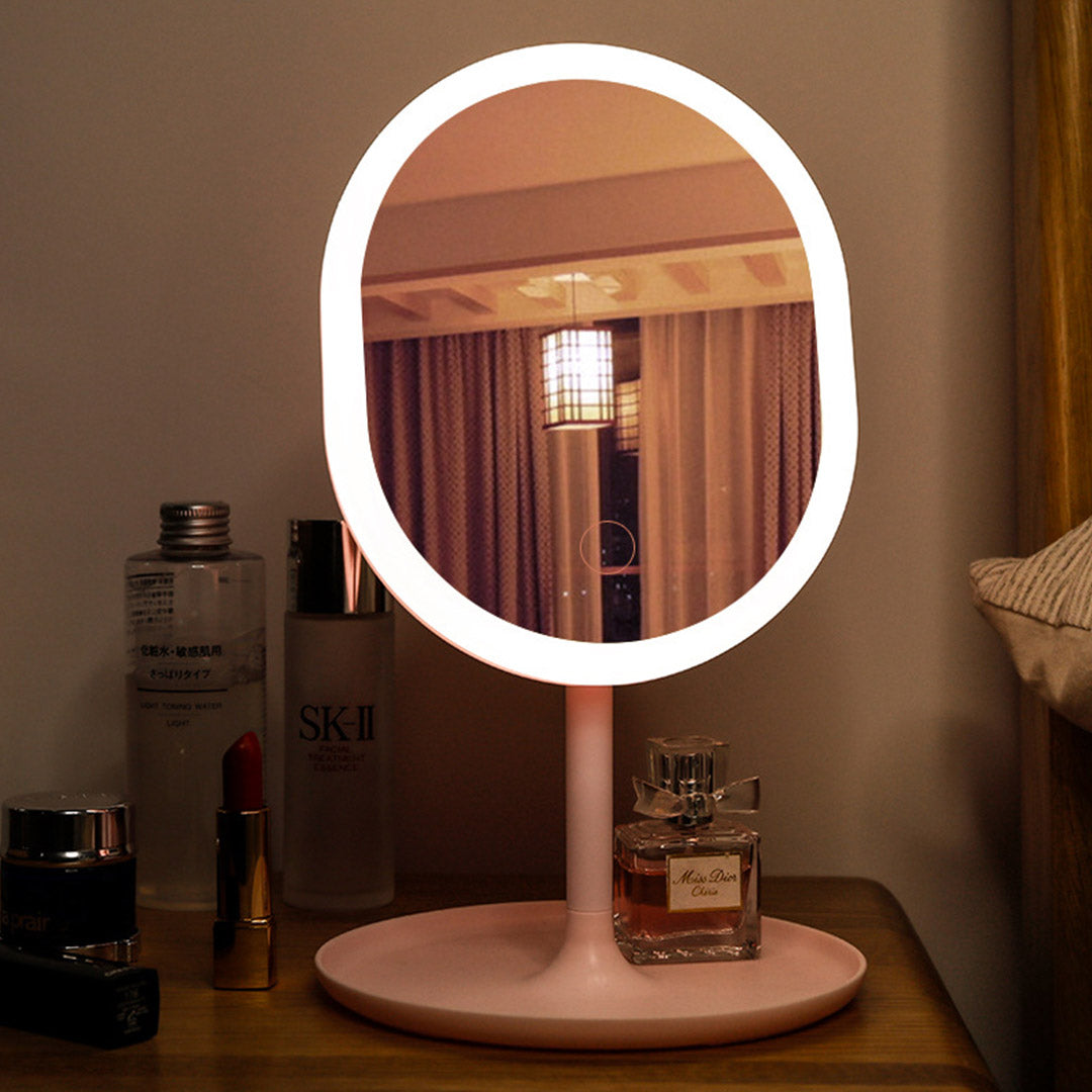SOGA 2X 20cm Pink Rechargeable LED Light Makeup Mirror Tabletop Vanity Home Decor