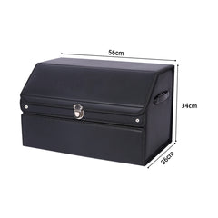 SOGA 4X 56cm Leather Car Boot Collapsible Foldable Trunk Cargo Organizer Portable Storage Box with Lock Black