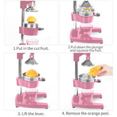 SOGA 2X Commercial Manual Juicer Hand Press Juice Extractor Squeezer Orange Citrus Pink