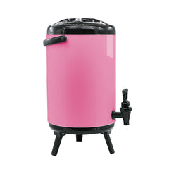 SOGA 16L Stainless Steel Insulated Milk Tea Barrel Hot and Cold Beverage Dispenser Container with Faucet Pink