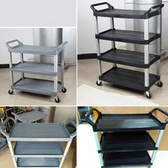 SOGA 2X 4 Tier Food Trolley Portable Kitchen Cart Multifunctional Big Utility Service with wheels 950x500x1270mm Black