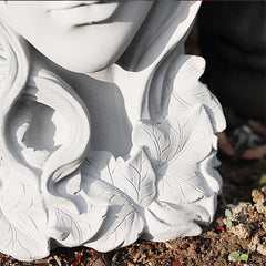 SOGA 2X Resin White Creative Goddess Head Statue Planter Bonsai Flower Succulent Pot Decor