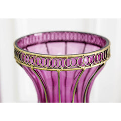 SOGA 67cm Purple Glass Tall Floor Vase with 10pcs White Artificial Fake Flower Set
