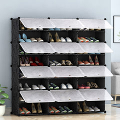 SOGA 8 Tier 3 Column Shoe Rack Organizer Sneaker Footwear Storage Stackable Stand Cabinet Portable Wardrobe with Cover