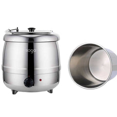 SOGA 2x 10L Soup Kettle Commercial Soup Pot Electric Soup Maker Stainless Steel