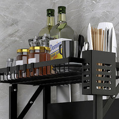 SOGA 2X 2 Tier Steel Black Kitchen Countertop Drying Dish Rack Plate Cutlery Cutting Board Holder Dish Drainer Kitchen Organiser