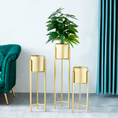 SOGA 60cm Gold Metal Plant Stand with Flower Pot Holder Corner Shelving Rack Indoor Display