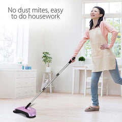 SOGA Auto Household Spin Hand Push Sweeper Home Broom Room Floor Dust Cleaner Mop Red