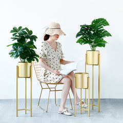 SOGA 90cm Gold Metal Plant Stand with Flower Pot Holder Corner Shelving Rack Indoor Display