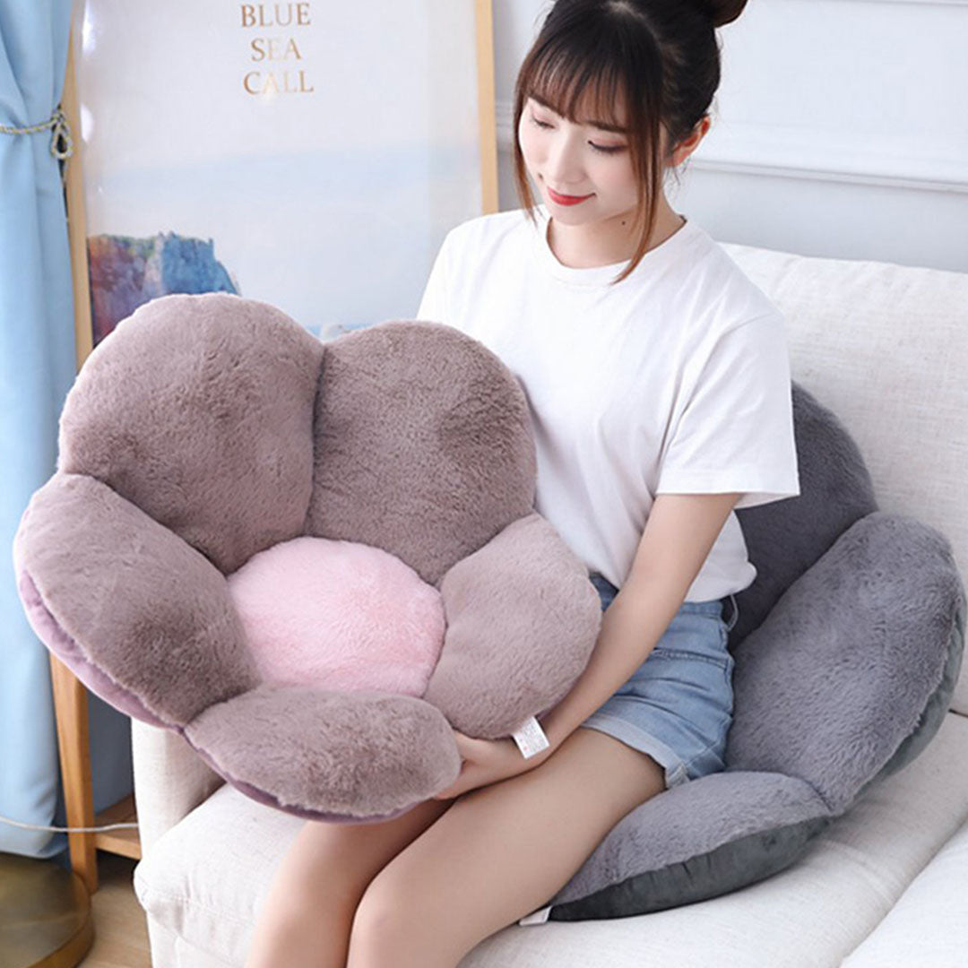 SOGA 2X Dark Gray Whimsical Big Flower Shape Cushion Soft Leaning Bedside Pad Floor Plush Pillow Home Decor