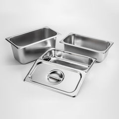 SOGA Gastronorm GN Pan Full Size 1/3 GN Pan 6.5 cm Deep Stainless Steel Tray with Lid