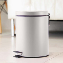 SOGA 4X Foot Pedal Stainless Steel Rubbish Recycling Garbage Waste Trash Bin Round 12L White