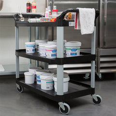 SOGA 3 Tier Food Trolley Food Waste Cart Storage Mechanic Kitchen Black Large
