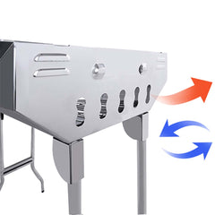 SOGA Skewers Grill with Side Tray Portable Stainless Steel Charcoal BBQ Outdoor 6-8 Persons