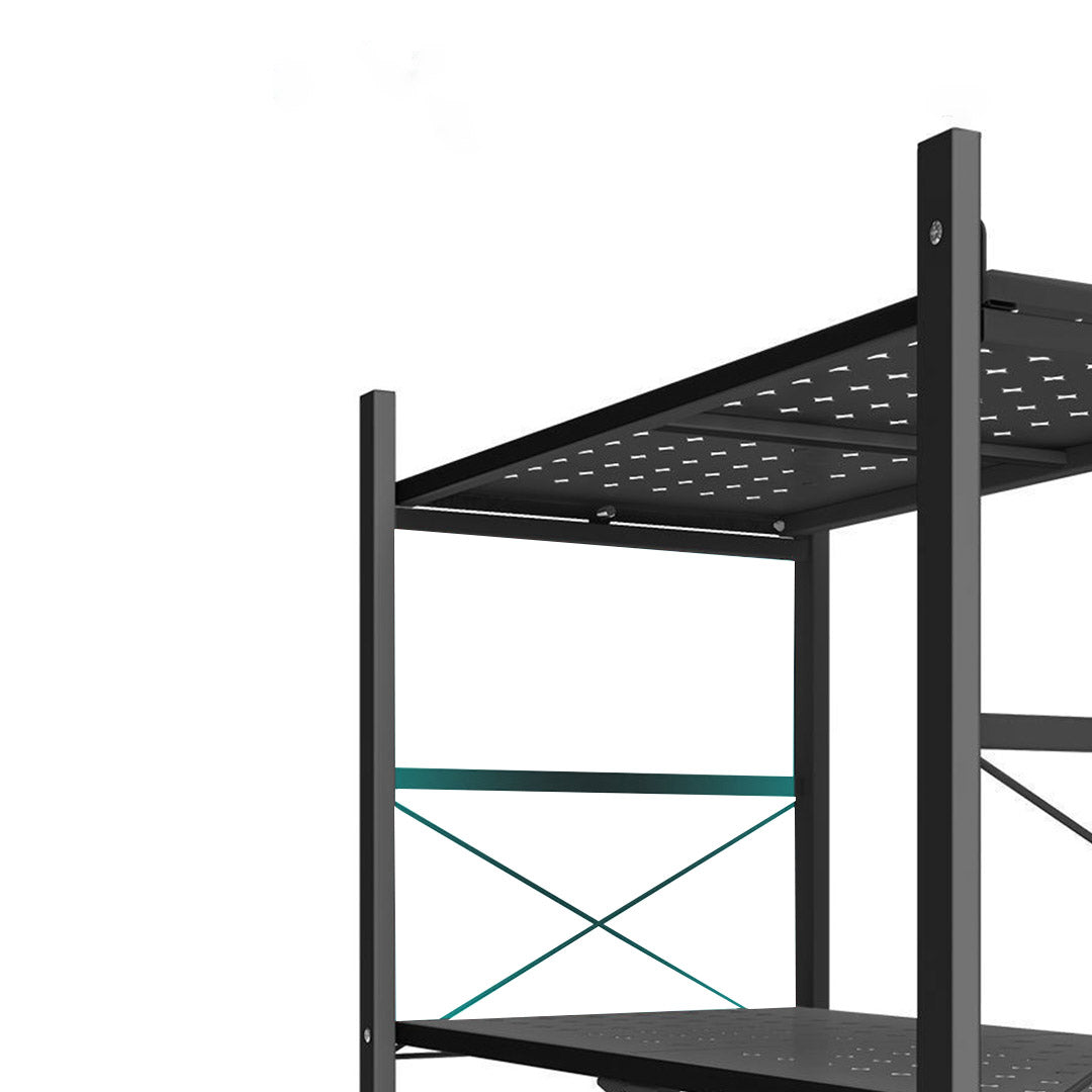 SOGA 2X 5 Tier Steel Black Foldable Display Stand Multi-Functional Shelves Portable Storage Organizer with Wheels