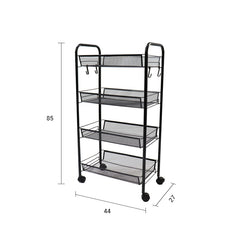 SOGA 2X 4 Tier Steel Black Bee Mesh Kitchen Cart Multi-Functional Shelves Portable Storage Organizer with Wheels