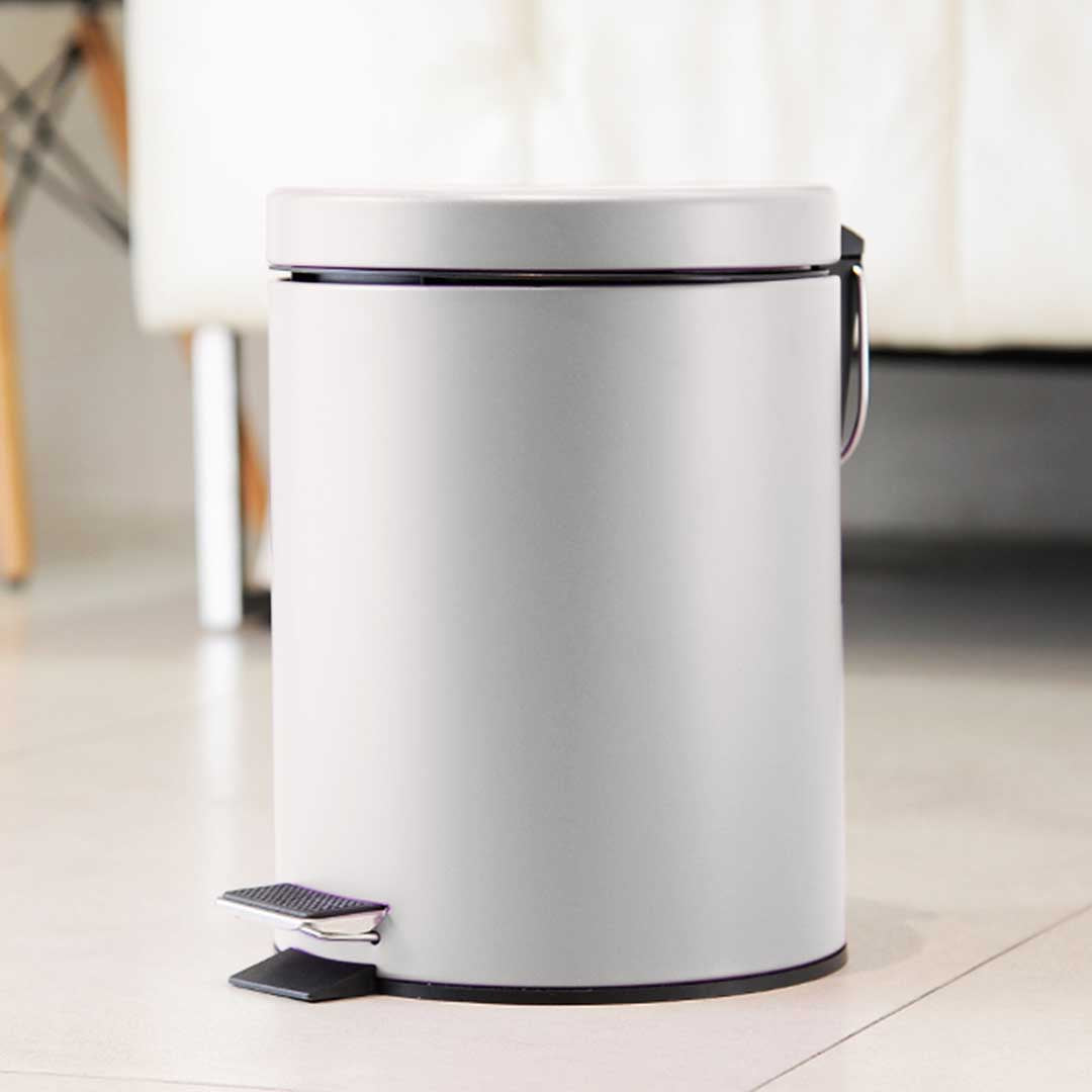 SOGA 2X Foot Pedal Stainless Steel Rubbish Recycling Garbage Waste Trash Bin Round 12L White