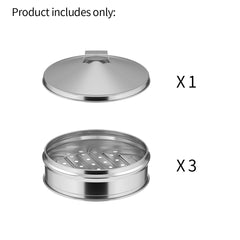 SOGA 2X 3 Tier Stainless Steel Steamers With Lid Work inside of Basket Pot Steamers 28cm