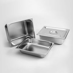 SOGA 2X Gastronorm GN Pan Full Size 1/2 GN Pan 6.5cm Deep Stainless Steel Tray With Lid