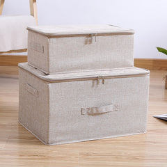 SOGA Beige Large Portable Double Zipper Storage Box Moisture Proof Clothes Basket Foldable Home Organiser