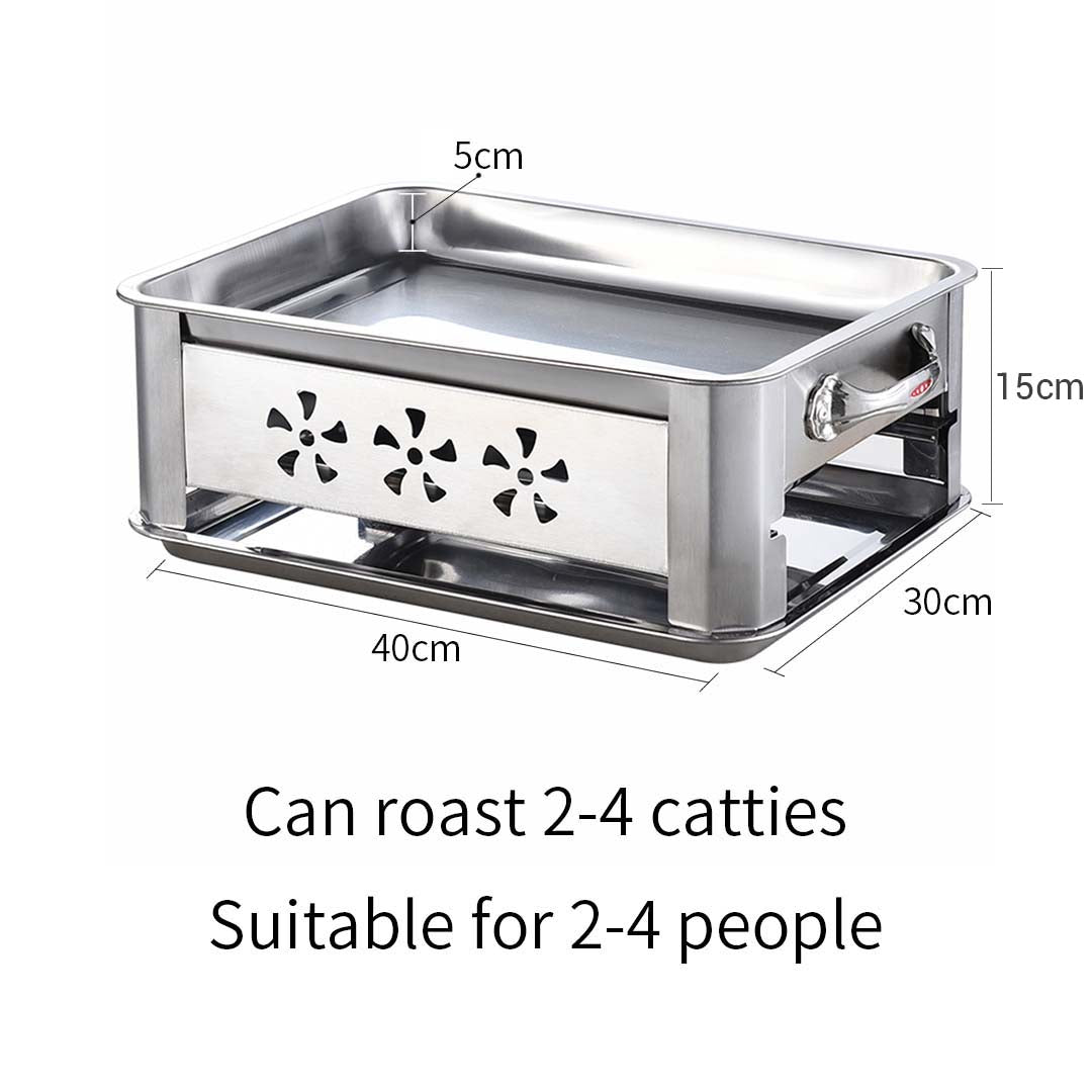 4X 40CM Portable Stainless Steel Outdoor Chafing Dish BBQ Fish Stove Grill Plate