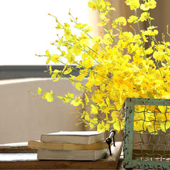 SOGA 10pcs Artificial Silk Flower Fake Orchid Bouquet Table Decor Yellow