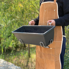 SOGA 49.5cm Black Rectangular Planter Vegetable Herb Flower Outdoor Plastic Box with Holder Balcony Garden Decor Set of 4