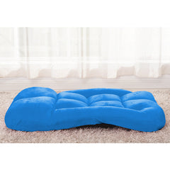 SOGA 4X Foldable Lounge Cushion Adjustable Floor Lazy Recliner Chair with Armrest Blue