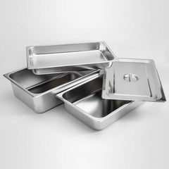 SOGA 2X Gastronorm GN Pan Full Size 1/1 GN Pan 20cm Deep Stainless Steel Tray With Lid
