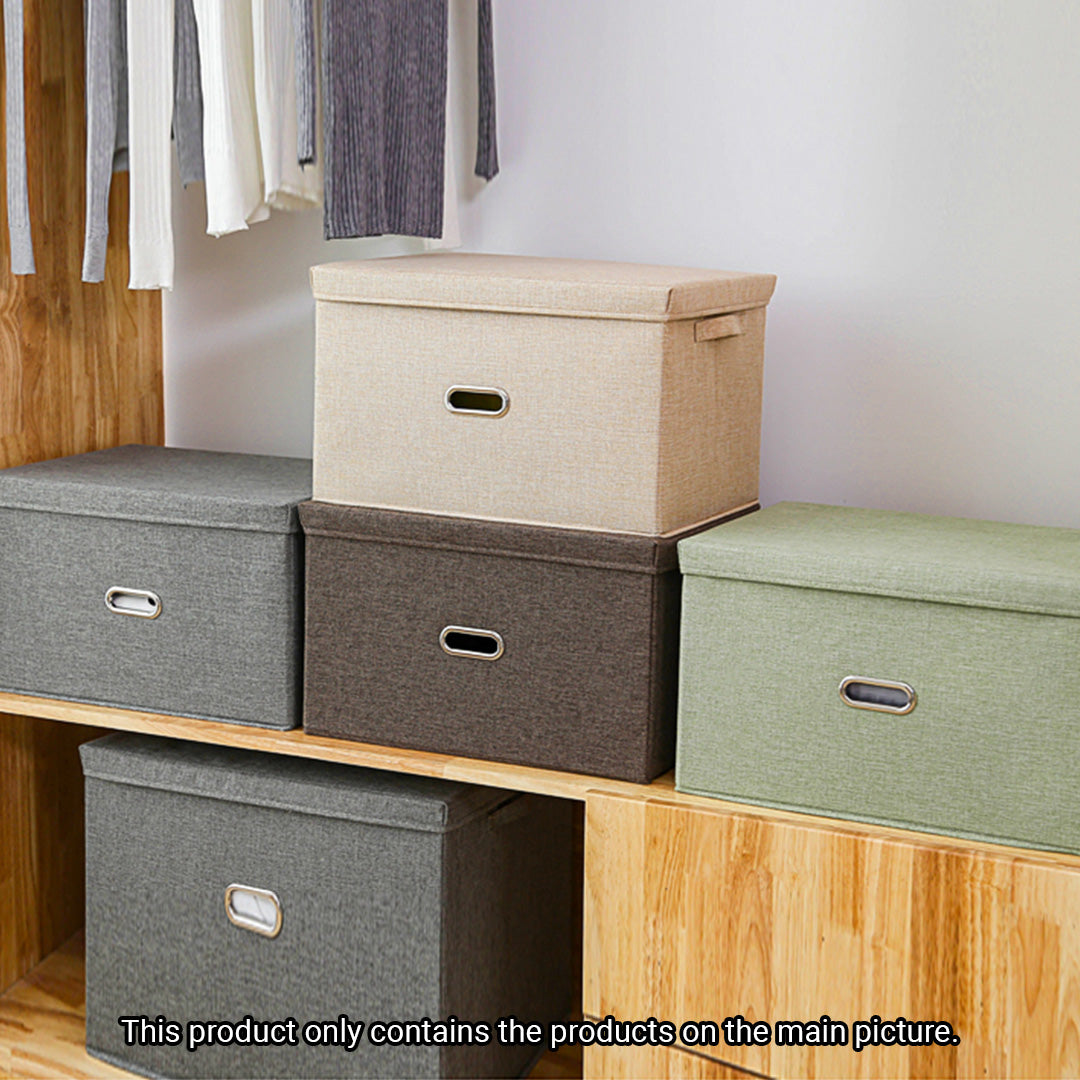 SOGA Coffee Medium Foldable Canvas Storage Box Cube Clothes Basket Organiser Home Decorative Box